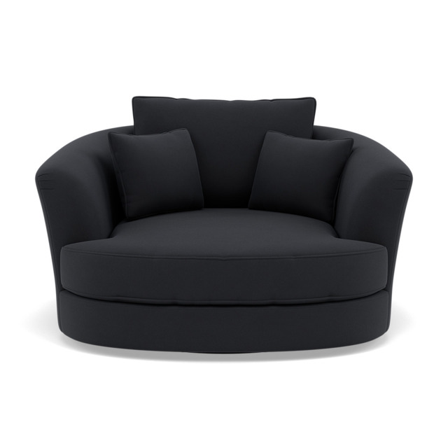 Thalia Swivel Armchair - Cuddler Swivel Chair Grade B - Plush Velvet Charcoal - image 1