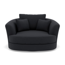 Thalia Swivel Armchair - Cuddler Swivel Chair Grade B - Plush Velvet Charcoal