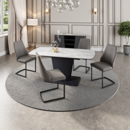 Celestia Small Grey Extending Dining Table & 4 Dining Chairs Set - thumbnail 2