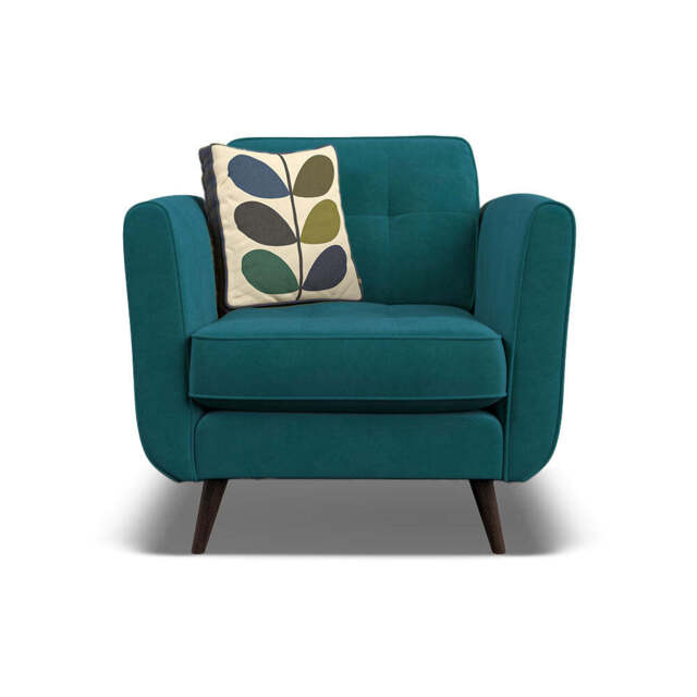 Orla Kiely Ivy Armchair - Armchair Premium Plain - Delphi Teal / Multi Stem Rockpool / American Walnut Feet - image 1
