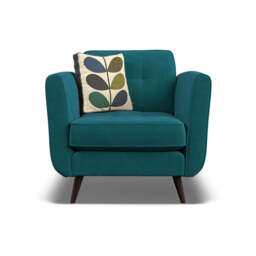 Orla Kiely Ivy Armchair - Armchair Premium Plain - Delphi Teal / Multi Stem Rockpool / American Walnut Feet - thumbnail 1