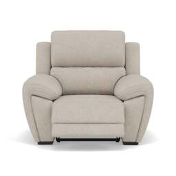 Echo Recliner Armchair - Power Recliner Chair Lumber Support Fabric - Power With Power Headrest Footrest Lumbar & USB - FAB-MIL-110 SAND