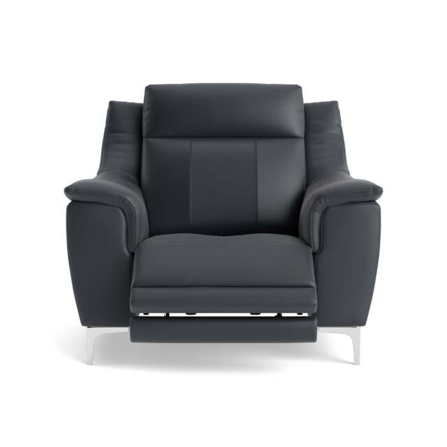 Nicoletti Carmen Recliner Armchair - Power Recliner Chair CB - Power Recliner with USB - Feet: Shiny Metal / Torello PS Blu -S 81 - image 1