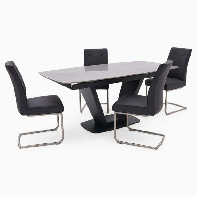 Alpha Extending Dining Table & 4 Contour Chairs Set - image 1