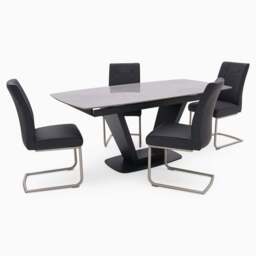 Alpha Extending Dining Table & 4 Contour Chairs Set - thumbnail 1