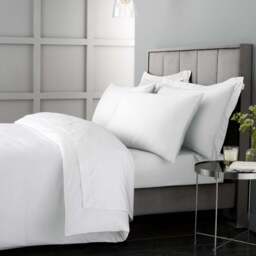 Bianca Sateen White Flat Bed Sheet - 400TC Sateen White Super King Fitted Sheet - Super King - thumbnail 1