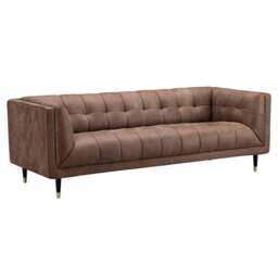 Cassia 4 Seater Sofa - 3.5 Seater Sofa Vintage Leather - Feet: 178mm Brass Tipped Legs Mahogany / VINTAGE V-1954 Vintage Oak Cask - thumbnail 3