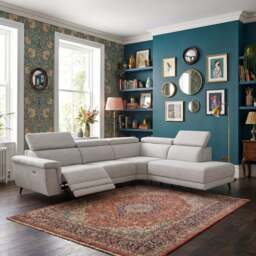 Sparta Corner Recliner Sofa - Combination 3 - Left Hand Facing Sofa Corner Group (Two Motors) Fabric - Left Hand Facing - Power with Power Headrest & USB - CU9102-5-UK Oxford Silver - thumbnail 2