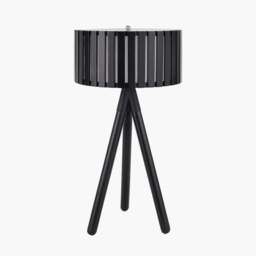 Rabanne Slatted Black Wood Tripod Table Lamp - Rabanne Slatted Black Wood Tripod Table Lamp - thumbnail 2
