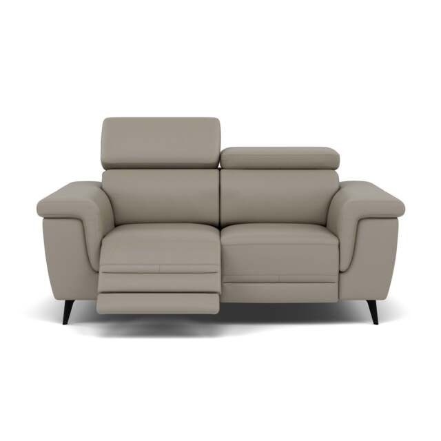 Sparta 2 Seater Recliner Sofa - 2 Str W/ 2 Power Recliner W/ 2 Power Headrest Cat M/S - Power with Power Headrest & USB - M5653 Melbourne Light Grey - image 1