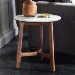 Barcelona Side Table - Side Table Dark Wood / Marble - thumbnail 2