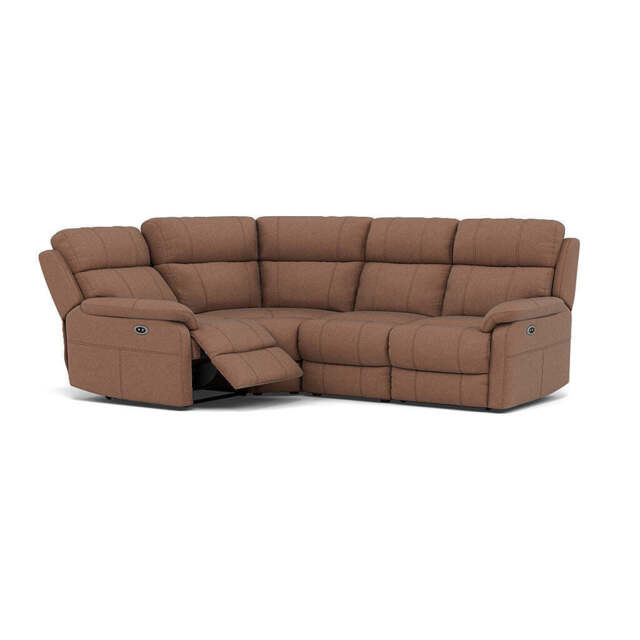 Fara Small Corner Recliner Sofa - Combination 5 2 Corner 1 with 2 Power Recliners Fabric - Left Hand Facing - Power Recliner with USB - BFA-BLJ-04 TOBACCO - image 1
