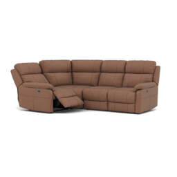 Fara Small Corner Recliner Sofa - Combination 5 2 Corner 1 with 2 Power Recliners Fabric - Left Hand Facing - Power Recliner with USB - BFA-BLJ-04 TOBACCO - thumbnail 1