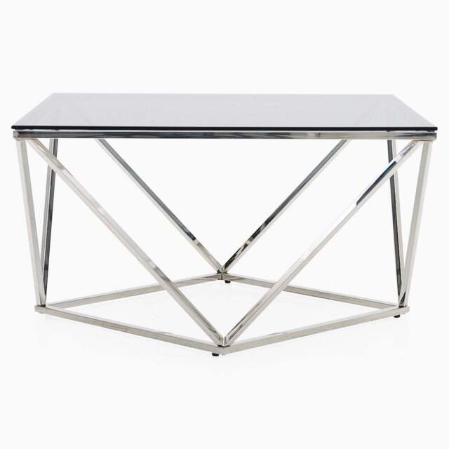 Pisa Coffee Table - Coffee Table Smoked Glass / Stainless Steel - image 1
