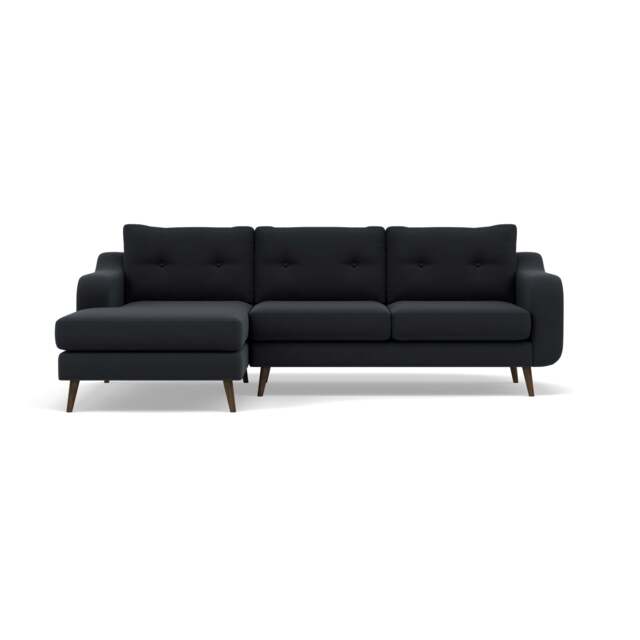 Phoebe Large Chaise Sofa - Large Chaise Sofa LHF Standard Back Grade B - Left Hand Facing - Plush Velvet Charcoal / American Walnut - image 1