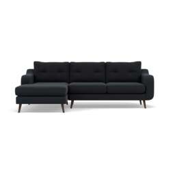 Phoebe Large Chaise Sofa - Large Chaise Sofa LHF Standard Back Grade B - Left Hand Facing - Plush Velvet Charcoal / American Walnut - thumbnail 1