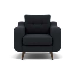 Phoebe Armchair - Chair Grade B - Plush Velvet Charcoal / American Walnut