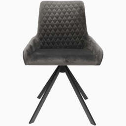 Odessey Pair of Grey Velvet Dining Chairs - Dining Chair - Pair Grey Velvet - thumbnail 2