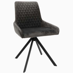 Odessey Pair of Grey Velvet Dining Chairs - Dining Chair - Pair Grey Velvet - thumbnail 3
