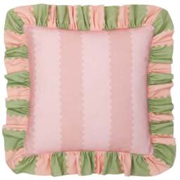 Birdie Stripe Ruffle Square Cushion - SALE Birdie Stripe Ruffle Cushion 45CM Pf - thumbnail 1