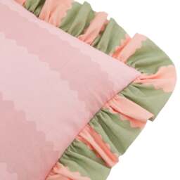 Birdie Stripe Ruffle Square Cushion - SALE Birdie Stripe Ruffle Cushion 45CM Pf - thumbnail 2