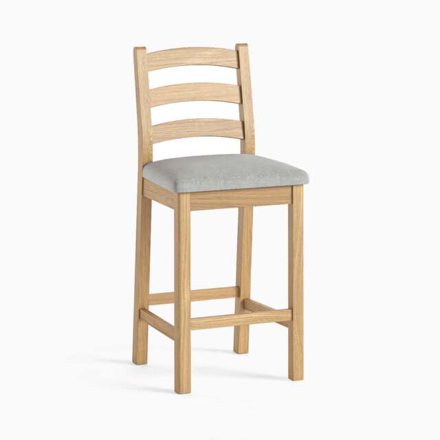 Navarre Bar Stool - Bar Stool Oak / Grey Fabric - Grey - image 1