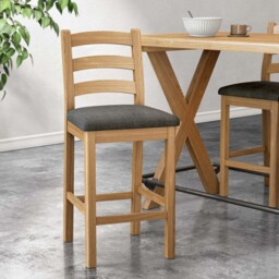 Navarre Bar Stool - Bar Stool Oak / Grey Fabric - Grey - thumbnail 2