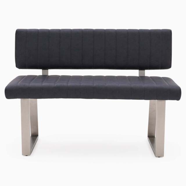 Alpha Bench - Side Bench Dark Grey Leather Look - Dark Grey Faux Leather - image 1