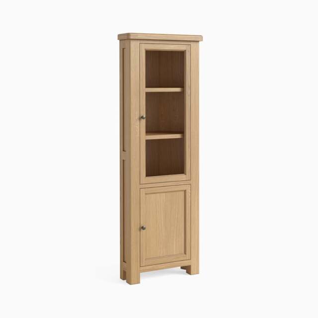 Navarre Corner Display Cabinet - Corner Display Cabinet Oak / Oak Veneer - image 1
