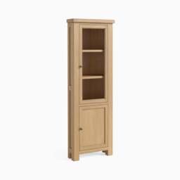 Navarre Corner Display Cabinet - Corner Display Cabinet Oak / Oak Veneer