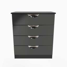 Colton 4 Drawer Deep Chest - 4 Drawer Deep Chest - BGBM - Black Gloss & Black