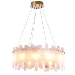 Eichholtz Pizzorni Chandelier Antique Brass Finish and Alabaster - Chandelier Pizzorni - thumbnail 1