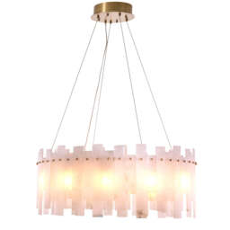 Eichholtz Pizzorni Chandelier Antique Brass Finish and Alabaster - Chandelier Pizzorni - thumbnail 4