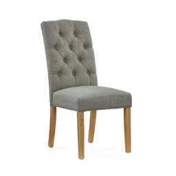 Navarre Pair of Grey Buttonback Dining Chairs - Button Back Dining Chair - Pair Grey - thumbnail 2