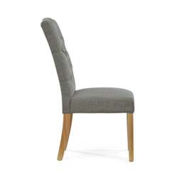 Navarre Pair of Grey Buttonback Dining Chairs - Button Back Dining Chair - Pair Grey - thumbnail 3