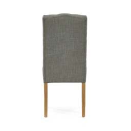 Navarre Pair of Grey Buttonback Dining Chairs - Button Back Dining Chair - Pair Grey - thumbnail 4