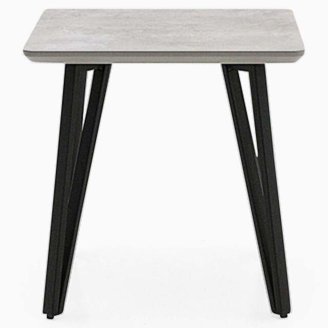 Akida Side Table - Lamp Table Faux Concrete / Black Powder - image 1