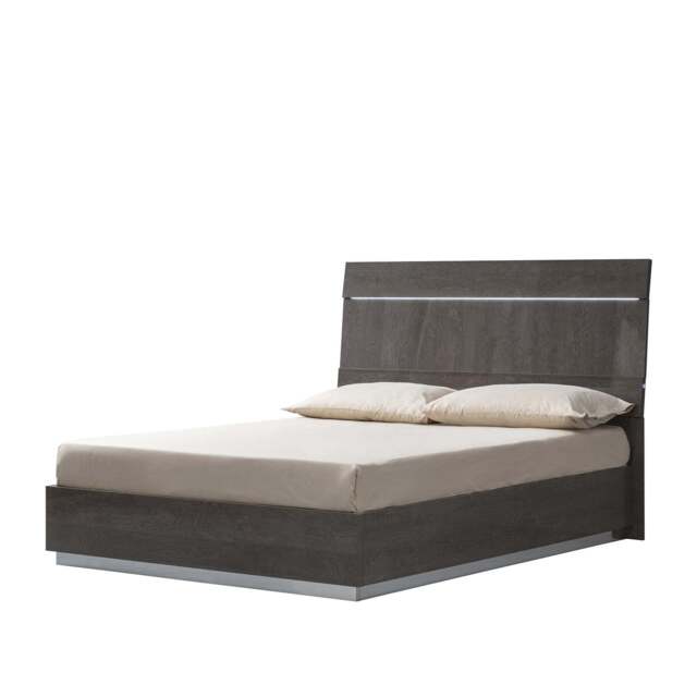 Kroma Bedframe with Led Light - Bed Wooden Headboard with LED Light - 195 x 203cm Silver Birch - image 1