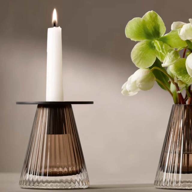 LSA Beacon Candleholder/Vase Black 10CM - Beacon Candle Holder/Vase Taupe/Jet Black 10CM - image 1