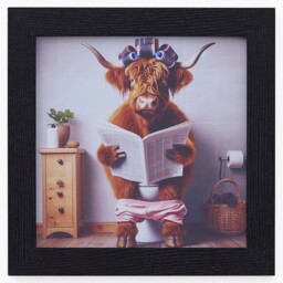 Female Highland Cow On Loo Wall Art - Female Highland Cow On Loo 30x30 - thumbnail 2