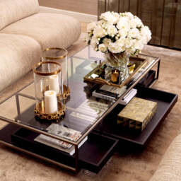 Eichholtz Roxton Coffee Table Brushed Steel Finish  Clear Glass  Black Veneer - Coffee Table Brushed Steel Finish  Clear Glass  Black Veneer - thumbnail 2