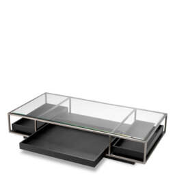 Eichholtz Roxton Coffee Table Brushed Steel Finish  Clear Glass  Black Veneer - Coffee Table Brushed Steel Finish  Clear Glass  Black Veneer - thumbnail 3