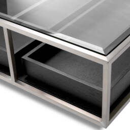 Eichholtz Roxton Coffee Table Brushed Steel Finish  Clear Glass  Black Veneer - Coffee Table Brushed Steel Finish  Clear Glass  Black Veneer - thumbnail 7
