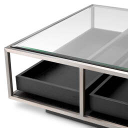 Eichholtz Roxton Coffee Table Brushed Steel Finish  Clear Glass  Black Veneer - Coffee Table Brushed Steel Finish  Clear Glass  Black Veneer - thumbnail 6