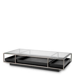 Eichholtz Roxton Coffee Table Brushed Steel Finish  Clear Glass  Black Veneer - Coffee Table Brushed Steel Finish  Clear Glass  Black Veneer - thumbnail 5