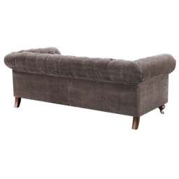Delphine 3 Seater Sofa - 3 Seater Sofa Voyager Leather - Feet: 140mm Grey Oak With Castor / No Studs / VOYAGER Y-1754 Oak Cask - thumbnail 4