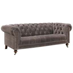 Delphine 3 Seater Sofa - 3 Seater Sofa Voyager Leather - Feet: 140mm Grey Oak With Castor / No Studs / VOYAGER Y-1754 Oak Cask - thumbnail 3