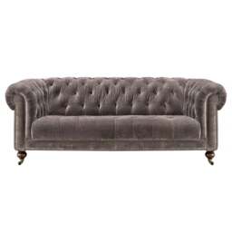 Delphine 3 Seater Sofa - 3 Seater Sofa Voyager Leather - Feet: 140mm Grey Oak With Castor / No Studs / VOYAGER Y-1754 Oak Cask