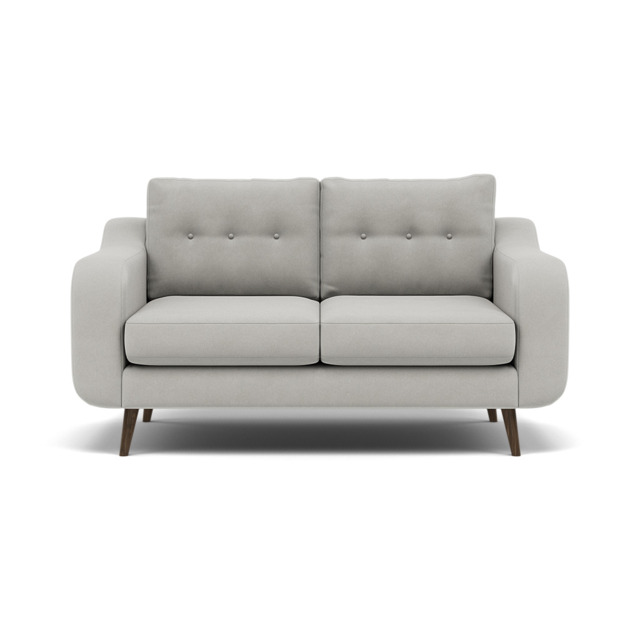 Phoebe 2 Seater Sofa - Small Sofa Standard Back Grade B - Plush Velvet Silver / American Walnut - image 1