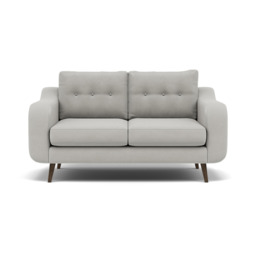 Phoebe 2 Seater Sofa - Small Sofa Standard Back Grade B - Plush Velvet Silver / American Walnut - thumbnail 1